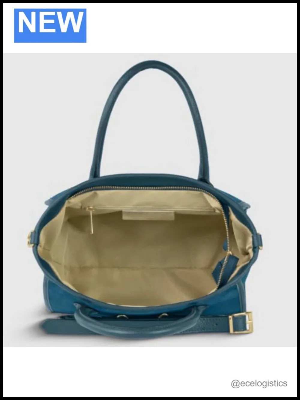 Genuine Suede Top-Handle Bag with Calf Leather Trim & Crossbody Strap